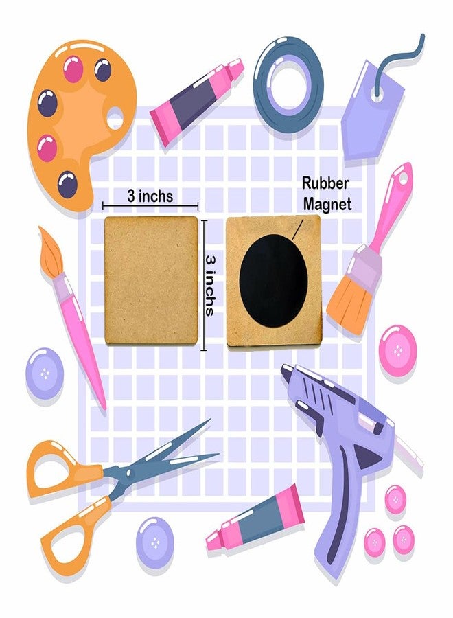 DEEP PRINT DIY MDF Wood Sheet Square with Rubber Magnet - Plain MDF Fridge Magnet Blanks Cutouts - Set of 10 with 3mm (3 x 3) Inchs for Painting, Resin Art Work & Decoration - Image 2